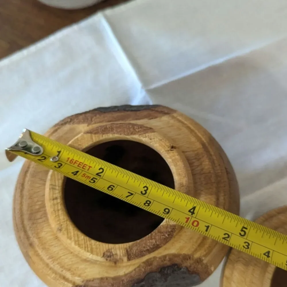 Scandinavian Minimalist Hand-Carved Wood Bowls Raw Organic Sculptural Signed